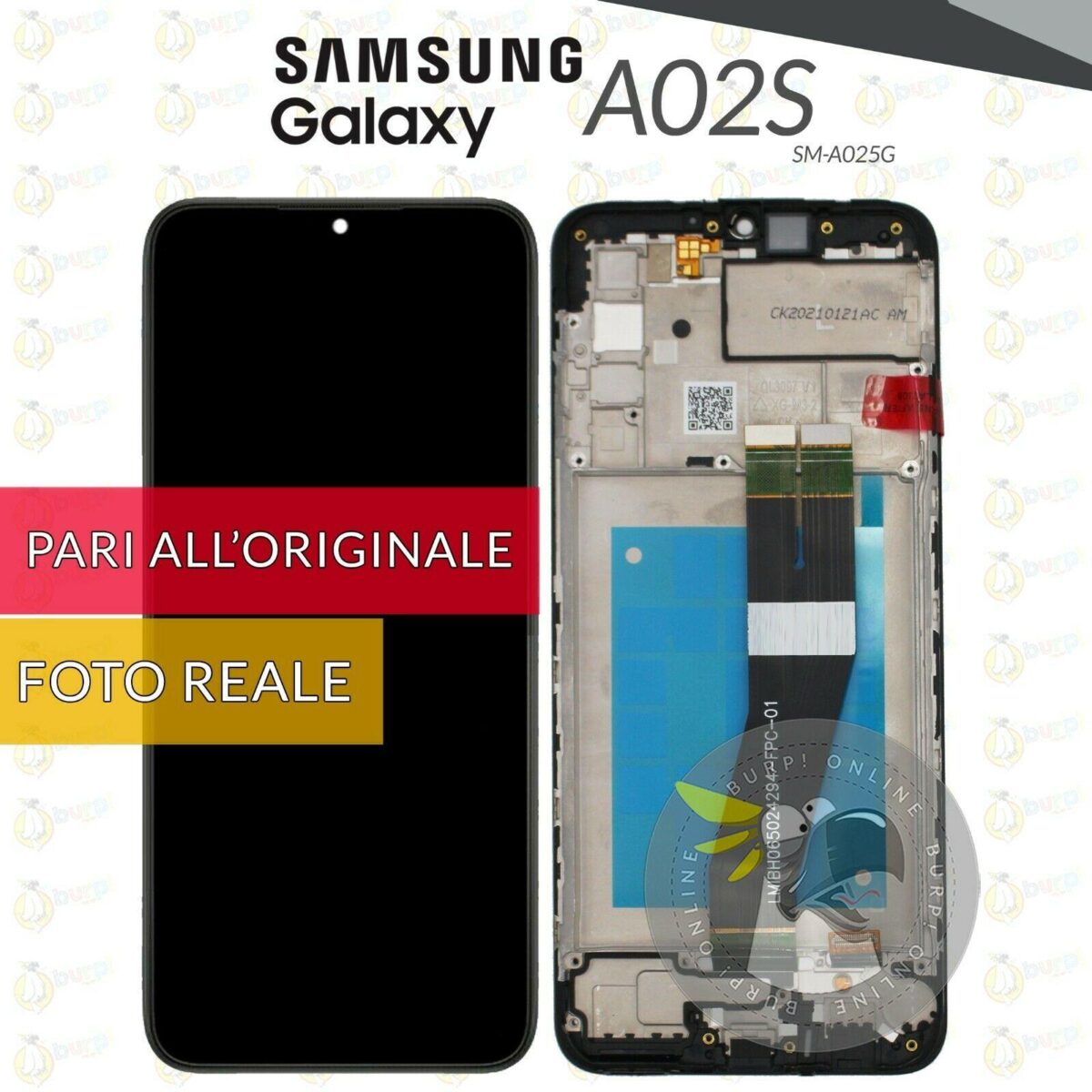 DISPLAY PARI ORIGINALE SAMSUNG A02S SM A025G FRAME LCD TOUCH SCHERMO VETRO 234374398694