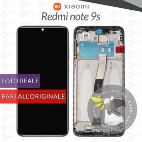 Display xiaomi redmi note 9s m2003j6a1g schermo lcd vetro touch screen frame nero blu scuro pari a originale